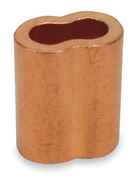 Wire Rope Sleeve, 7/32 In, Copper, PK25