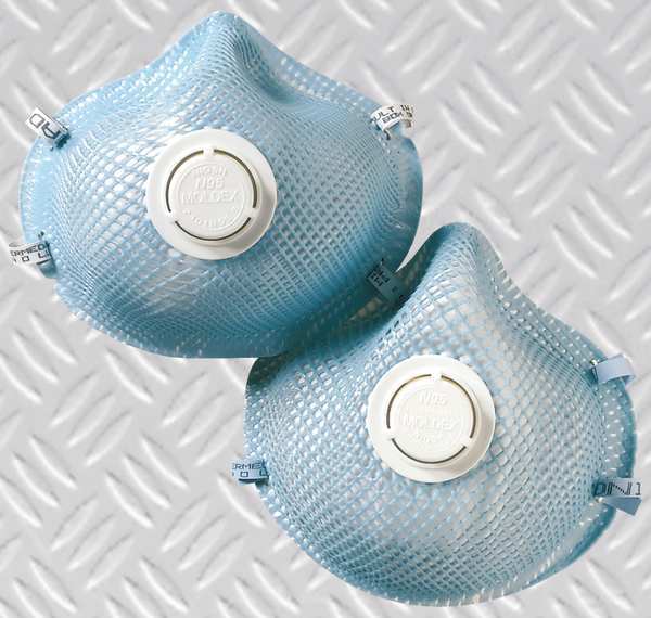 N95 Disposable Respirator w/ Valve, S, Blue, PK10