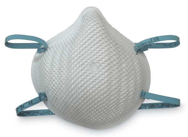 N95 Disposable Respirator, Molded, Dual Headstrap, Molded Nose Bridge, White, M/L, Pack of 20
