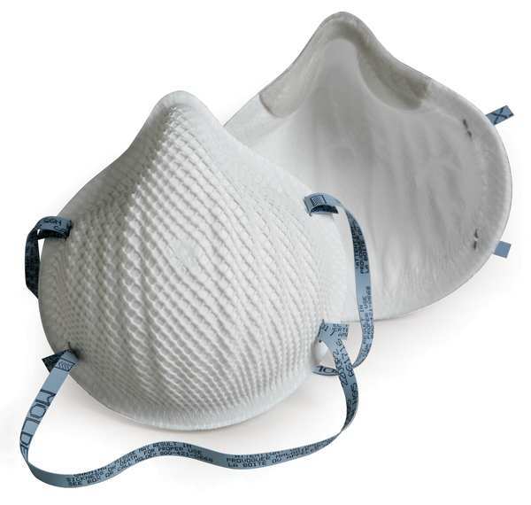 N95 Disposable Respirator, Molded, Dual Headstrap, Molded Nose Bridge, White, M/L, Pack of 20