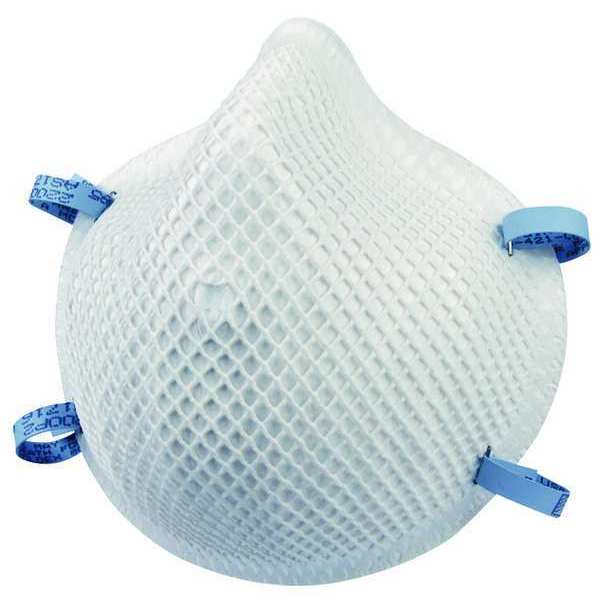 N95 Disposable Respirator, Molded, Dual Headstrap, Molded Nose Bridge, White, M/L, Pack of 20