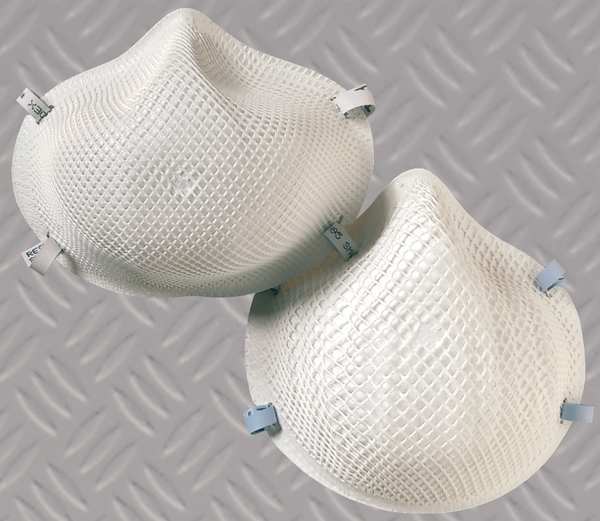 N95 Disposable Respirator, Molded, Dual Headstrap, Molded Nose Bridge, White, M/L, Pack of 20