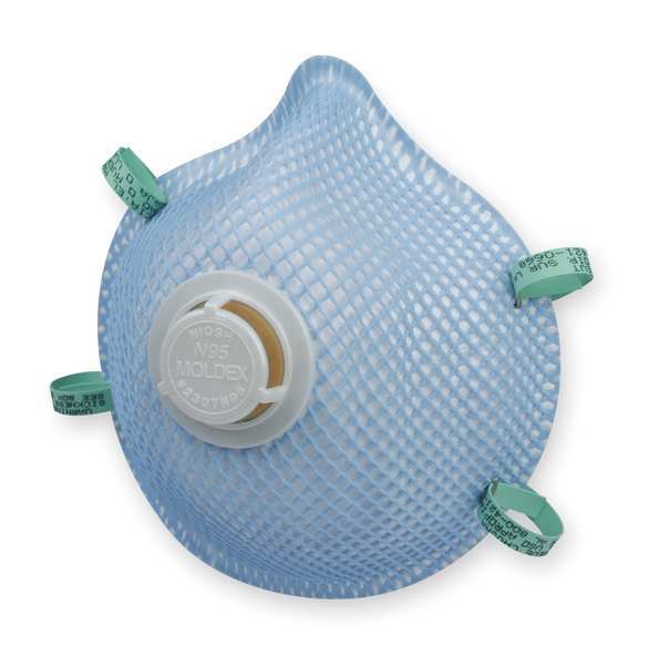 N95 Disposable Respirator w/ Valve, S, Blue, PK10