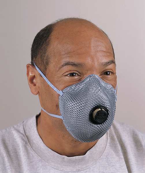 N95 Disposable Respirator w/ Valve, M/L, Gray, PK10