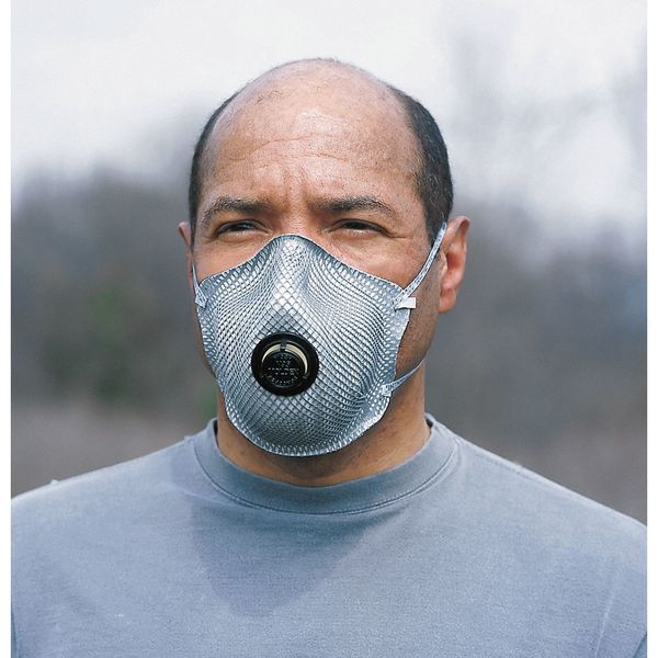 N95 Disposable Respirator w/ Valve, M/L, Gray, PK10