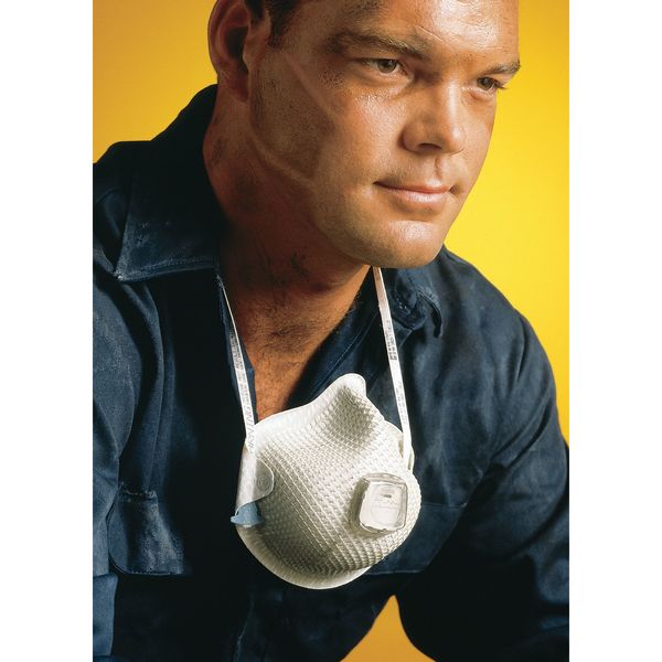 N95 Disposable Respirator w/ Valve, M/L, White, PK10