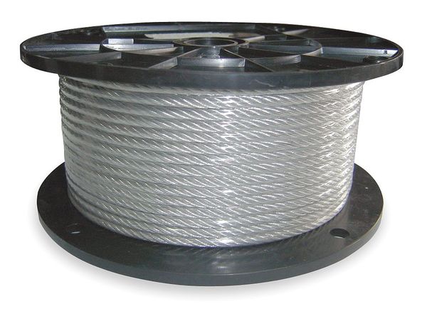 Cable, 3/16 In, L50Ft, WLL740Lb, 7x19, SS