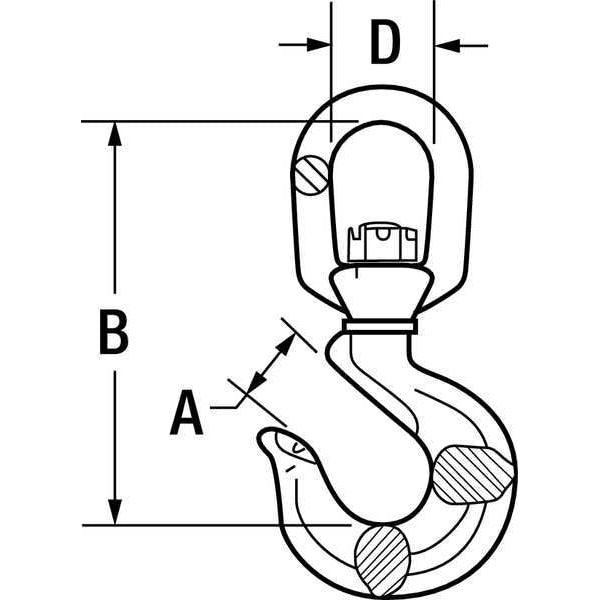 Slip Hook, Alloy Steel, G80,2000 lb.