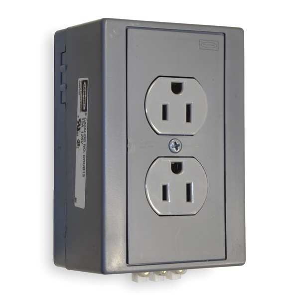 15A Duplex DIN Rail Receptacle 125VAC 5-15R GY