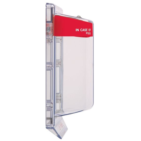 Pull Statoin Cover with Horn, Polycarbonate, Wall Mount, Red/Clear, 3 3/16 in Depth, 6 13/16 in Wide