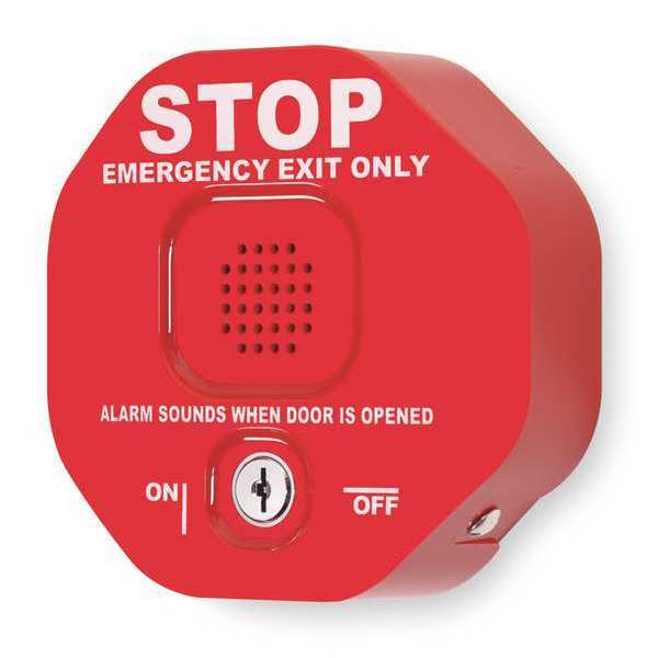 Exit Door Alarm, Key Lock, Audible/Annunciation, Three Minute Piercing Horn, Polycarbonate Material