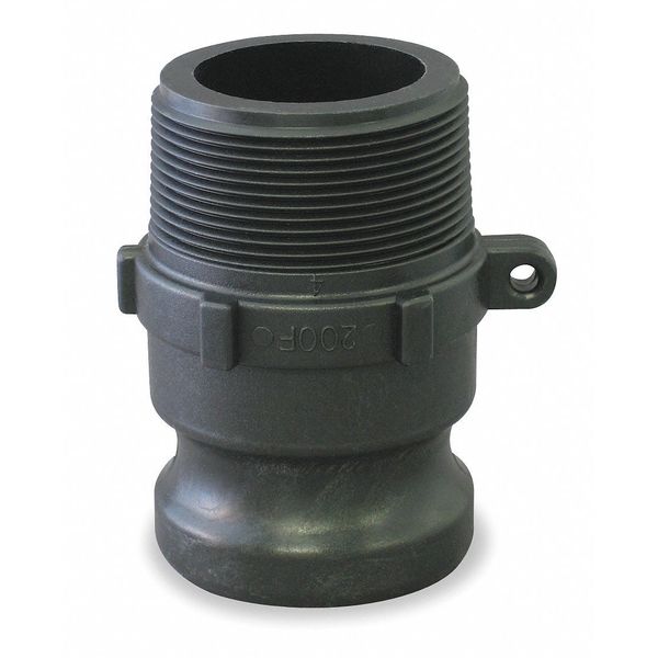 Cam & Groove Fitting, Type F, 2 in Male Adapter x 2 in MNPT, Cam Lever Coupling, Polypropylene