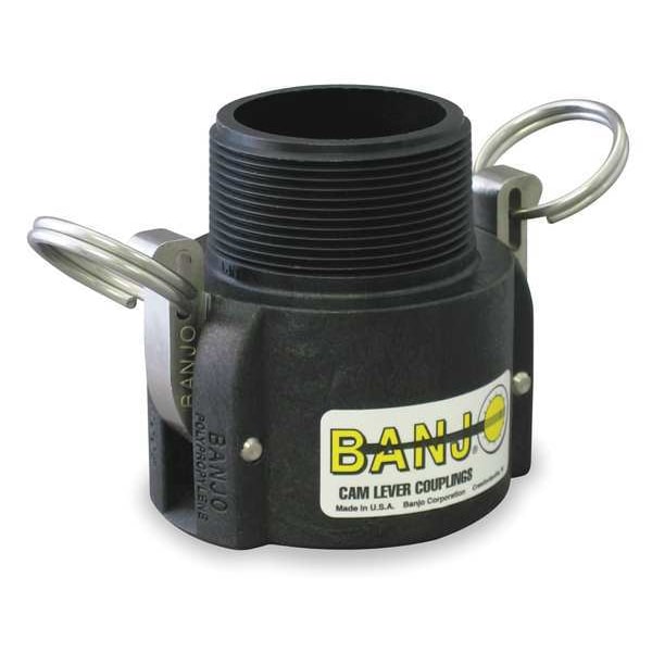 Cam & Groove Fitting, Type B, 2 in Female Coupler x 2 in MNPT, Cam Lever Coupling, Polypropylene