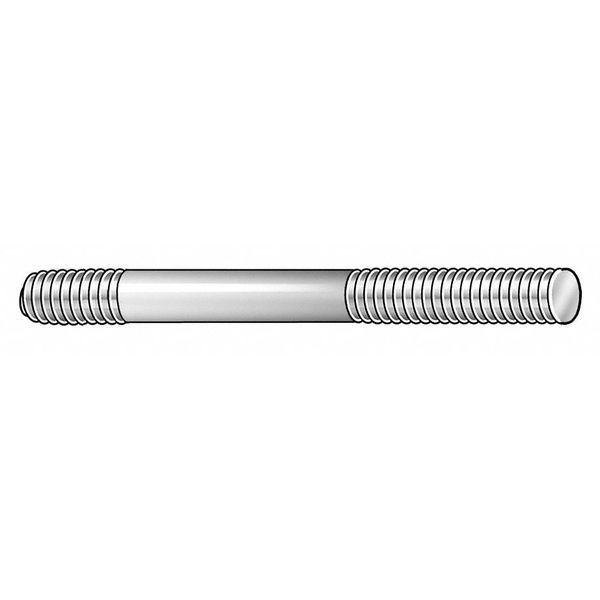 Double-End Threaded Stud, M10-1.5mm Thread to M10-1.5mm Thread, 80 mm, Steel, Black Oxide, 2 PK