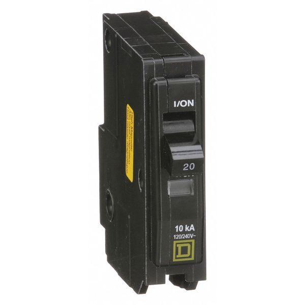 Miniature Circuit Breaker, 20 A, 120V AC, 1 Pole, Plug In Mounting Style, QO Series