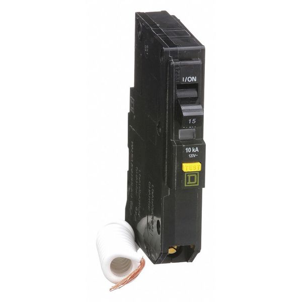 Miniature Circuit Breaker, 15 A, 120V AC, 1 Pole, Plug In Mounting Style, QO Series