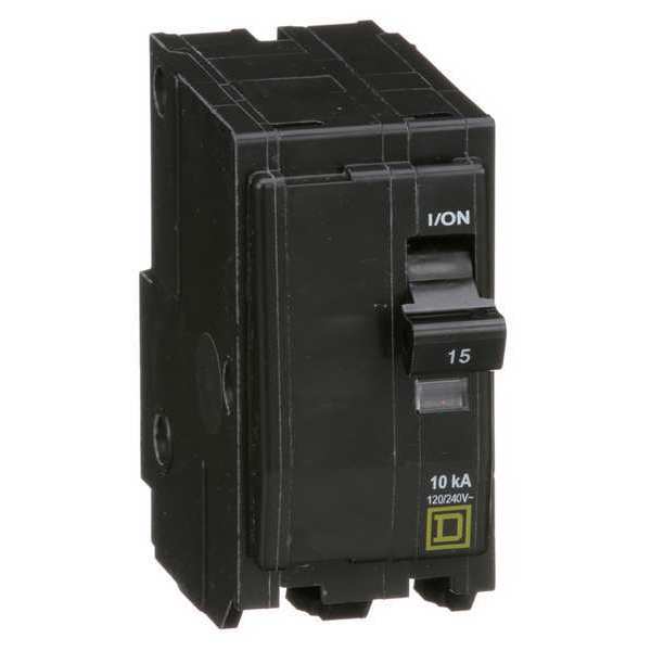 Miniature Circuit Breaker, 15 A, 120/240V AC, 2 Pole, Plug In Mounting Style, QO Series