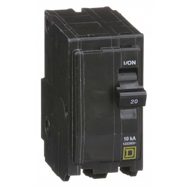 Miniature Circuit Breaker, 20 A, 120/240V AC, 2 Poles, Plug In Mounting Style, QO Series