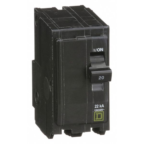 Miniature Circuit Breaker, 20 A, 120/240V AC, 2 Pole, Plug In Mounting Style, QO Series