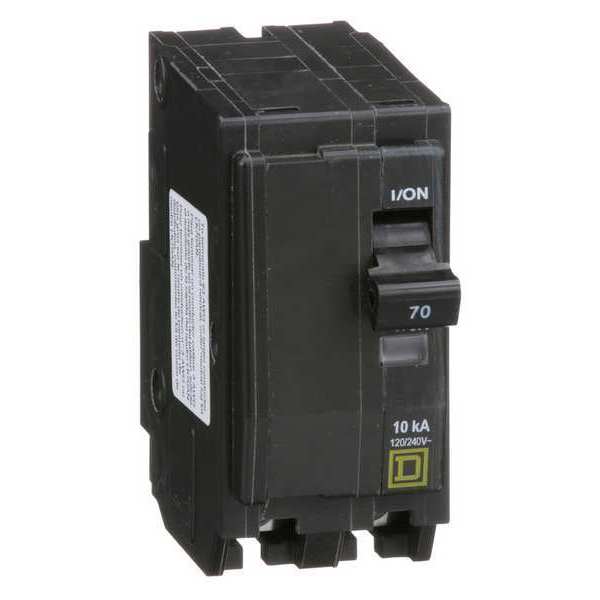 Miniature Circuit Breaker, 70 A, 120/240V AC, 2 Pole, Plug In Mounting Style, QO Series