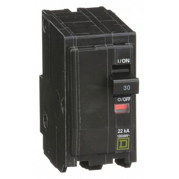 Miniature Circuit Breaker, 30 A, 120/240V AC, 2 Pole, Plug In Mounting Style, QO Series