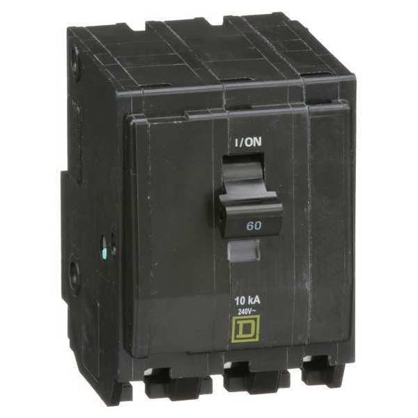 Miniature Circuit Breaker, 60 A, 120/240V AC, 3 Pole, Plug In Mounting Style, QO Series