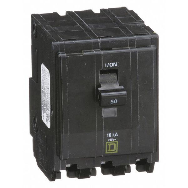 Miniature Circuit Breaker, 50 A, 120/240V AC, 3 Pole, Plug In Mounting Style, QO Series