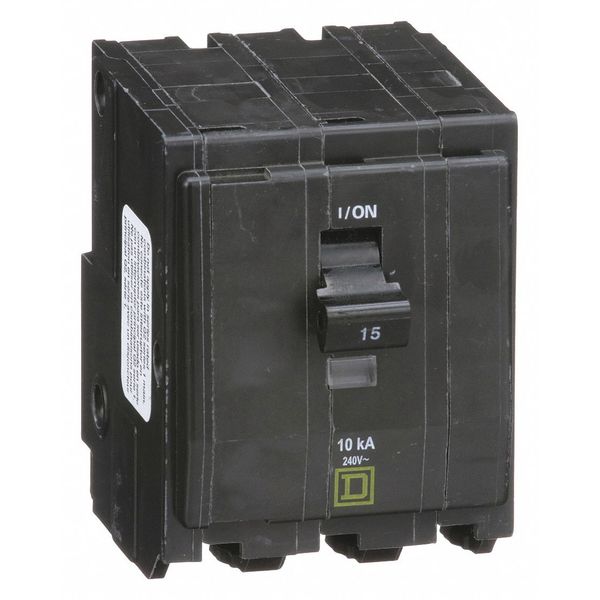 Miniature Circuit Breaker, 15 A, 120/240V AC, 3 Pole, Plug In Mounting Style, QO Series