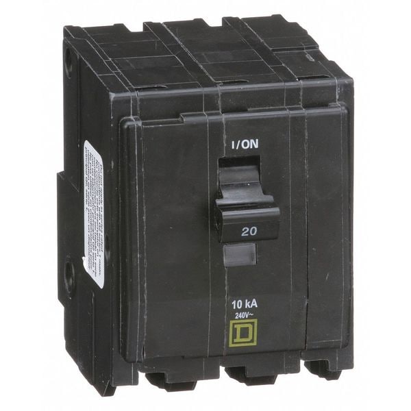Miniature Circuit Breaker, 20 A, 120/240V AC, 3 Pole, Plug In Mounting Style, QO Series