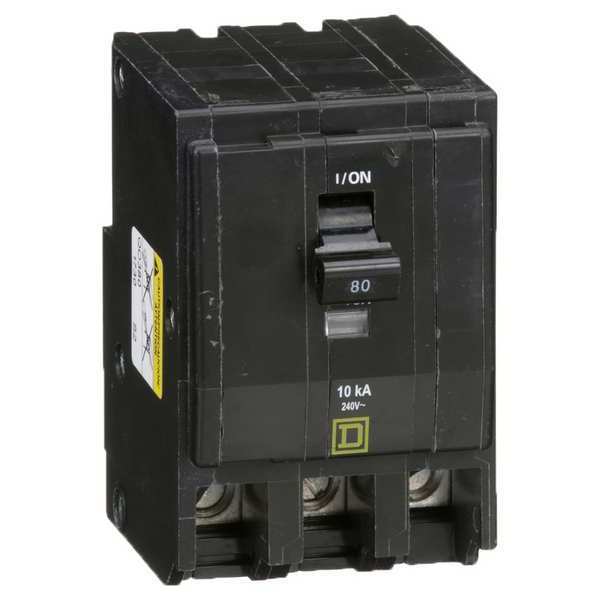Miniature Circuit Breaker, 80 A, 120/240V AC, 3 Pole, Plug In Mounting Style, QO Series