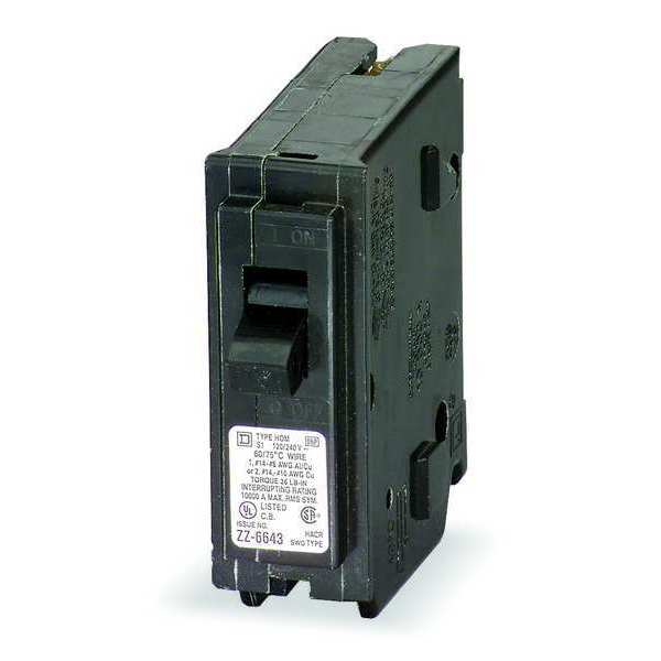 Miniature Circuit Breaker, 20 A, 120/240V AC, 1 Pole, Plug In Mounting Style, QO Series
