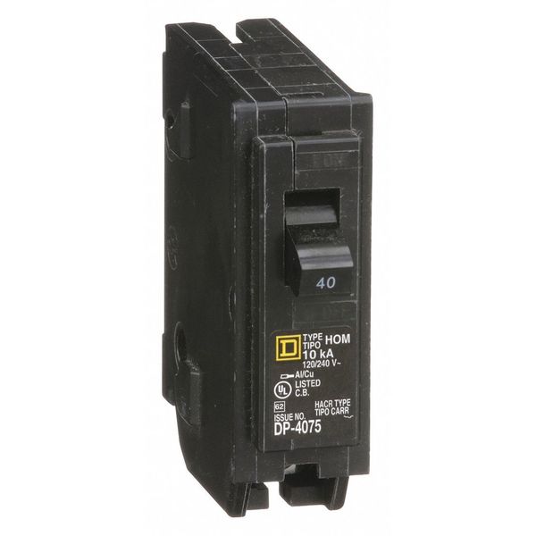 Miniature Circuit Breaker, 40 A, 120V AC, 1 Pole, Plug In Mounting Style, HOM Series