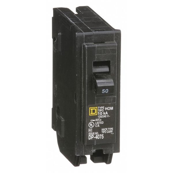 Miniature Circuit Breaker, 50 A, 120V AC, 1 Pole, Plug In Mounting Style, HOM Series