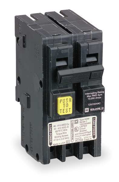 Miniature Circuit Breaker, 25 A, 120/240V AC, 2 Pole, Plug In Mounting Style, HOM Series