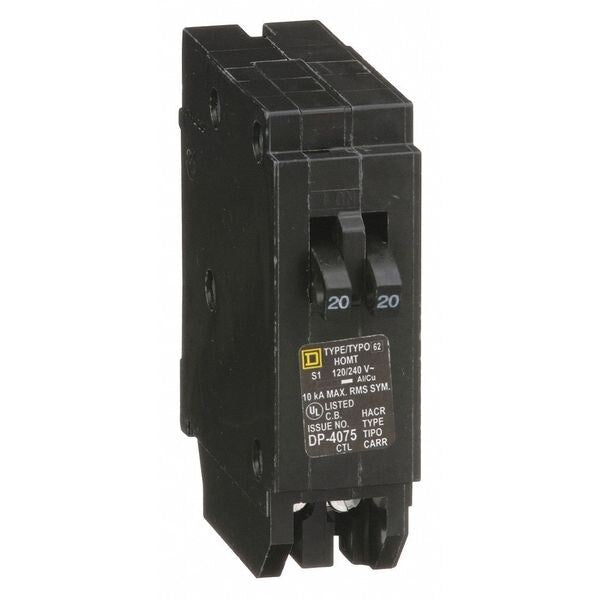 Miniature Circuit Breaker, 20 A, 120/240V AC, 1 Pole, Plug In Mounting Style, HOM Series