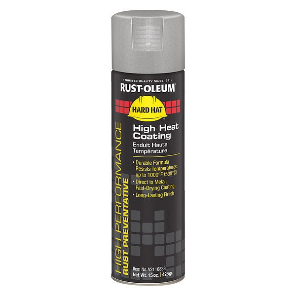 High Temperature Spray Paint, Aluminum, Flat, 15 oz