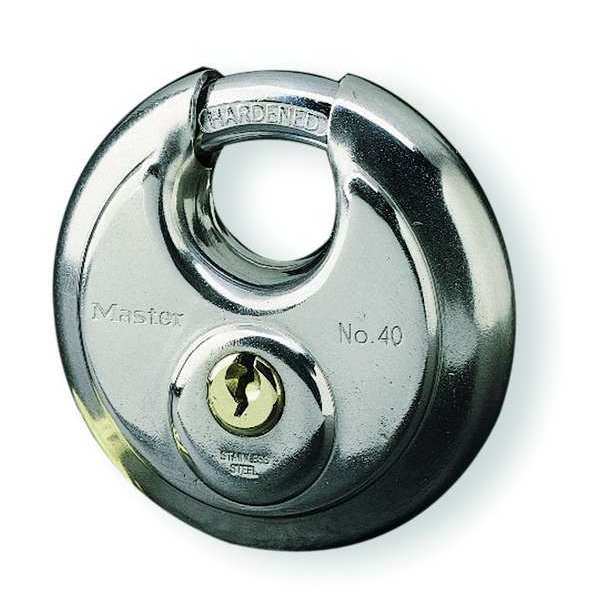 Padlock, Keyed Alike, Partially Hidden Shackle, Disc Stainless steel Body, Steel Shackle, 3/4 in W