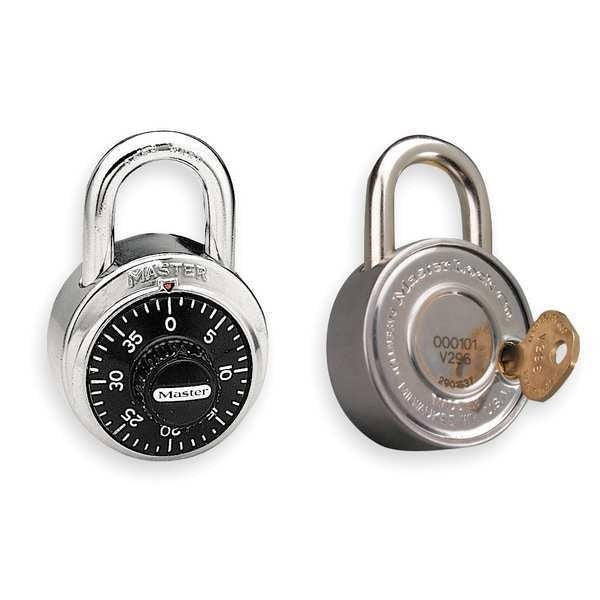 Combination Padlock, Center, Black/Silver