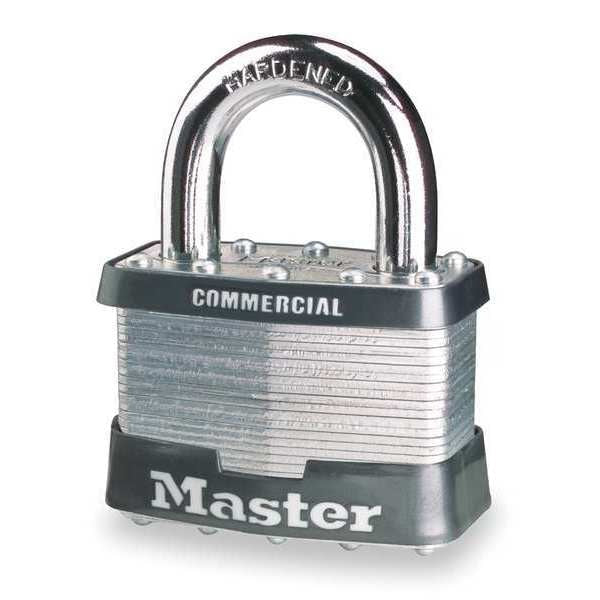 Padlock, Keyed Different, Long Shackle, Rectangular Steel Body, Steel Shackle, 1/2 in W