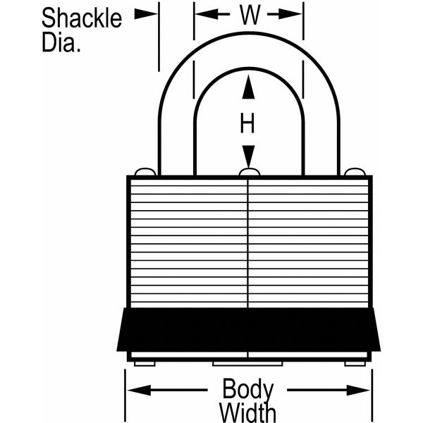 Padlock, Keyed Different, Long Shackle, Rectangular Steel Body, Steel Shackle, 3/4 in W