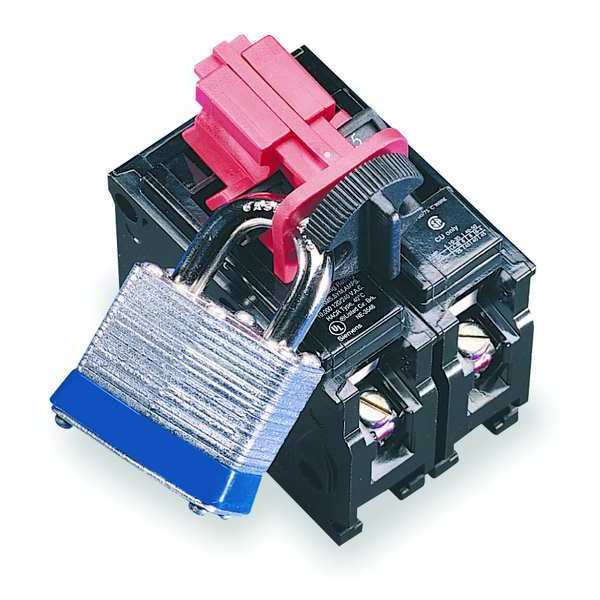 Multi-Pole Breaker Lockout, Clamp-On, 120/277V AC, Red, Pack 6