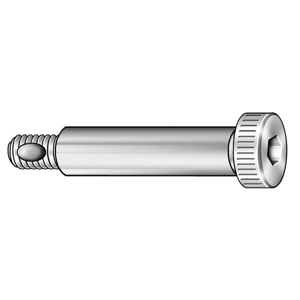 Self-Locking Shoulder Screws, M6-1.00 Thr Sz, 11 mm Thr Lg, 30 mm Shoulder Lg, Alloy Steel, 5 PK