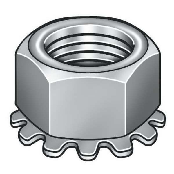 External Tooth Lock Washer Lock Nut, M4-0.70, 18-8 Stainless Steel, Not Graded, Plain, 4 3/32 mm Ht