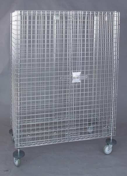 Wire Security Cart with Fixed Shelves 900 lb Capacity, 28 1/2 in W x 64 in L x 68 in H, 0 Shelves