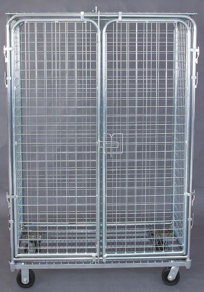 Wire Security Cart with Fixed Shelves 1,800 lb Capacity, 24 in W x 48 1/2 in L x 71 in H, 1 Shelves