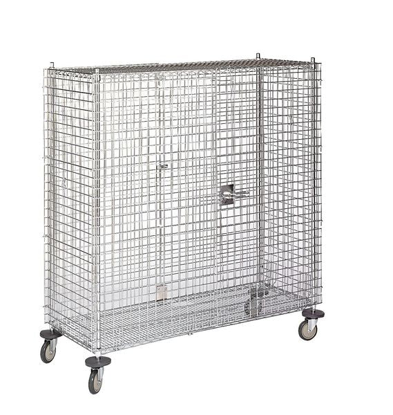 Wire Security Cart with Fixed Shelves 900 lb Capacity, 28 1/2 in W x 64 in L x 68 in H, 0 Shelves