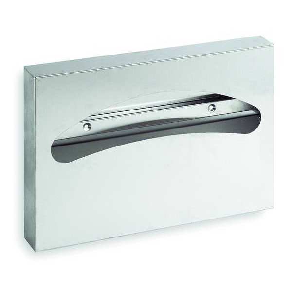 Toilet Seat Cover Dispenser, 1/2 Fold, 250 Cover Capacity, Wall Mount, Stainless Steel, Silver