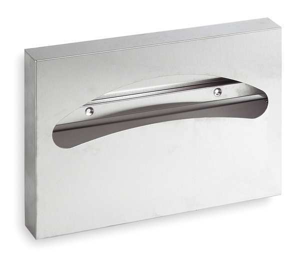 Toilet Seat Cover Dispenser, 1/2 Fold, 250 Cover Capacity, Wall Mount, Stainless Steel, Silver