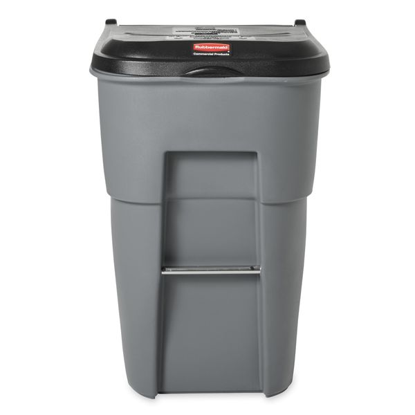 95 gal Rectangular Trash Can, Gray, 28 3/4 in Dia, Lift Up, HDPE/MDPE