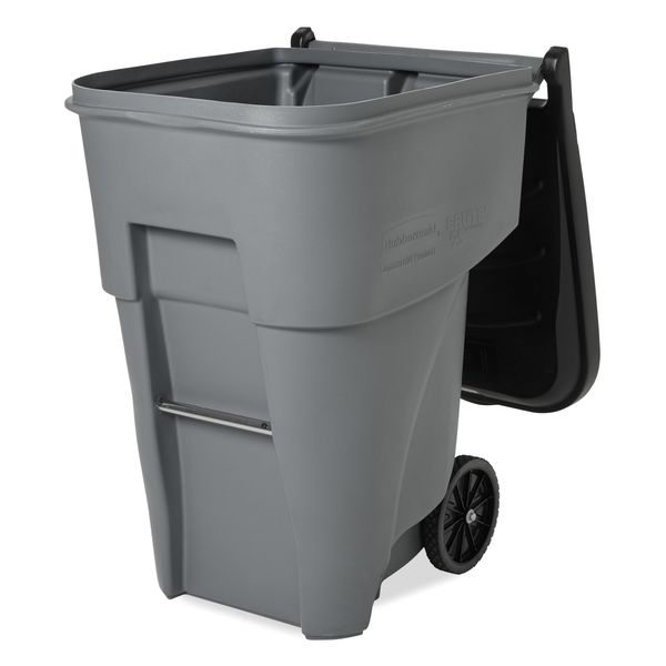 95 gal Rectangular Trash Can, Gray, 28 3/4 in Dia, Lift Up, HDPE/MDPE